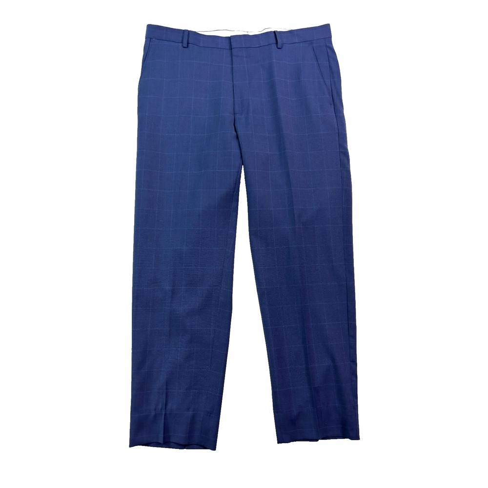 Jos A Bank 1905 38x30 Navy Blue Windowpane Dress Suit Pants Wool Flat Front
